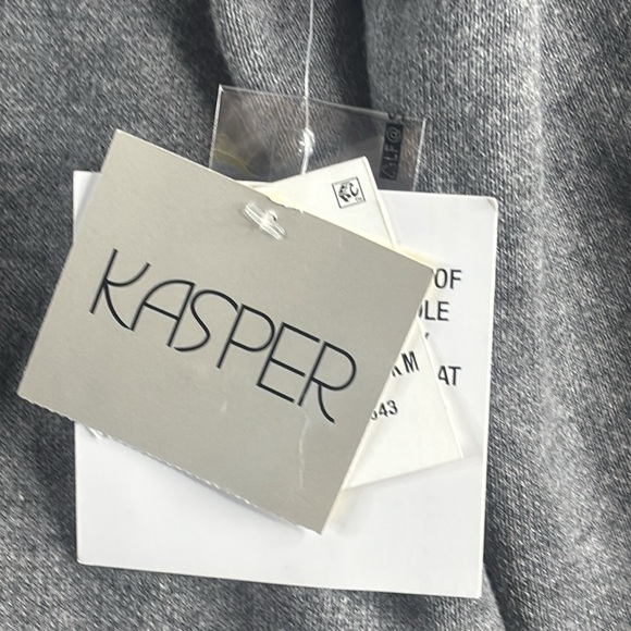 NWT Kasper Womens Gray Faux Fur Trim Cuff Open-Front Cardigan Sweater M MEDIUM - Picture 12 of 14